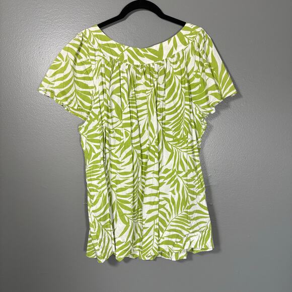 Charter Club Green/White Boho Tropical Beaded Top - Size 2X - Women's Plus Size - Picture 6 of 6